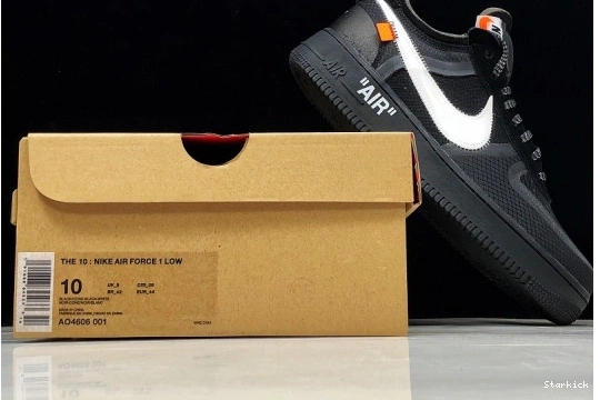 White AO4606-001 Low NikeAir Force O-W 1 Black 0114